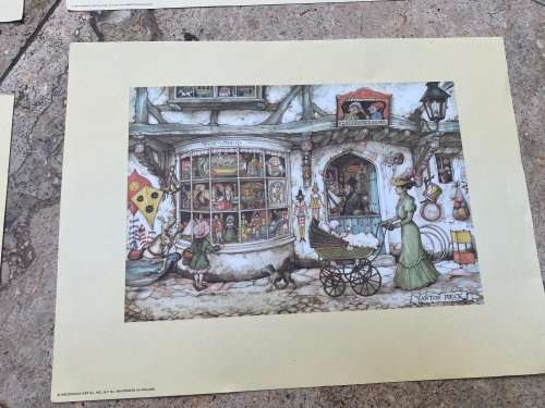 vintage ANTON PIECK PRINT lot of 4 donald art printed in Holland