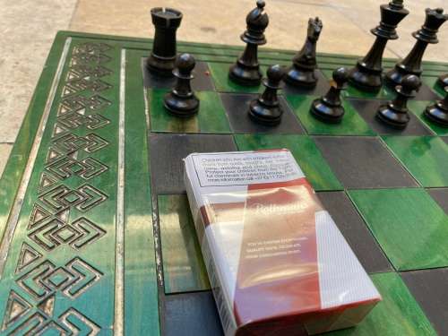 vintage chess set wooden pieces