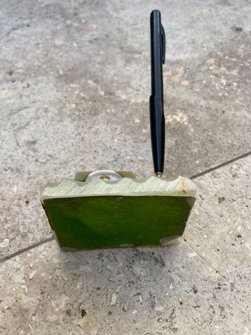 vintage onyx pen holder with thermometer temperature guage
