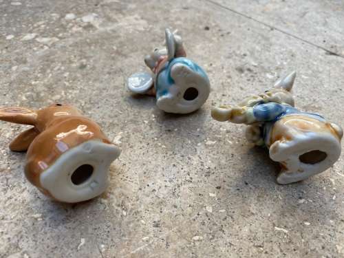 3 x  bunny rabbit band musicians porcelain china ceramic animal figurines figures
