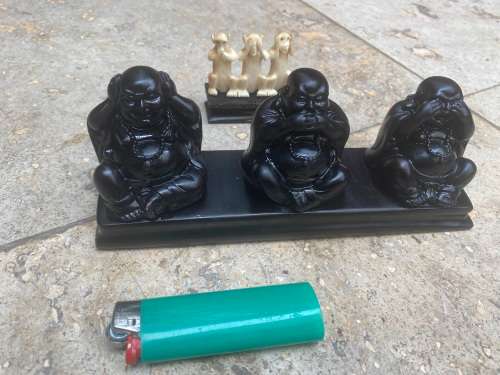 Three Wise Buddha Hear Speak See No Evil Black Resin Statue Sculpture Ornament 3 wise monkey friends