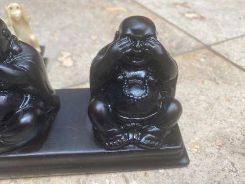 Three Wise Buddha Hear Speak See No Evil Black Resin Statue Sculpture Ornament 3 wise monkey friends