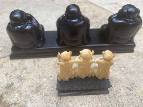 Three Wise Buddha Hear Speak See No Evil Black Resin Statue Sculpture Ornament 3 wise monkey friends