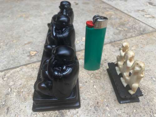 Three Wise Buddha Hear Speak See No Evil Black Resin Statue Sculpture Ornament 3 wise monkey friends