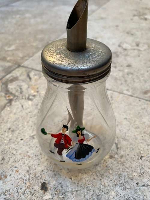 vintage salt pourer salt dispenser Austria hand painted dancing scene