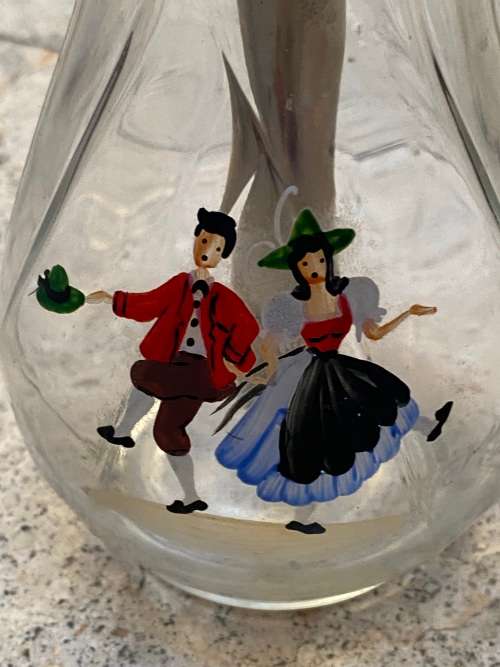 vintage salt pourer salt dispenser Austria hand painted dancing scene