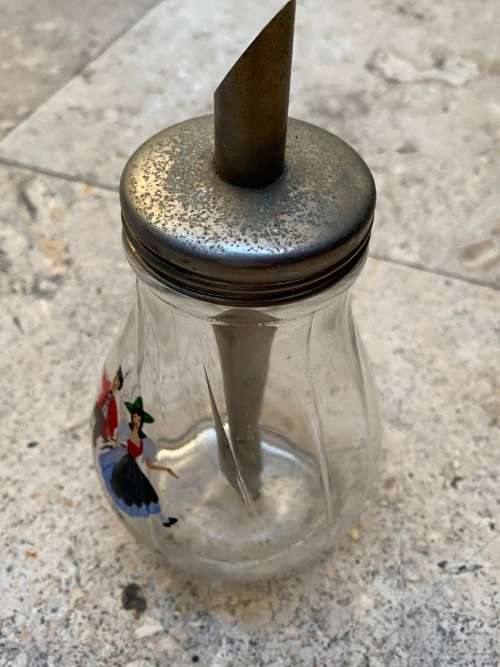 vintage salt pourer salt dispenser Austria hand painted dancing scene