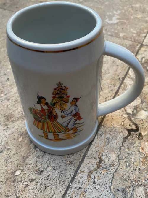 limoges portugal tankard mug , madeira people traditional folk dance