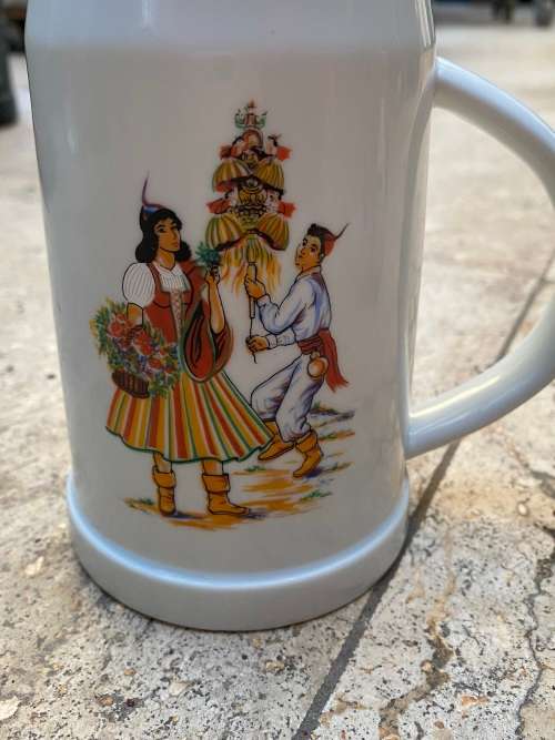 limoges portugal tankard mug , madeira people traditional folk dance