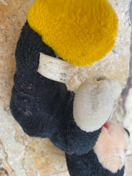 vintage snap and pose / style minnie Mouse + vintage mickey Mouse soft doll toy in mouse theme tin