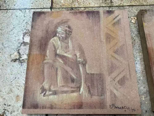 artist  BOYCE MAGANDELA pair signed on board 180 x 180