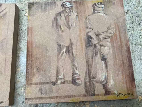 artist  BOYCE MAGANDELA pair signed on board 180 x 180