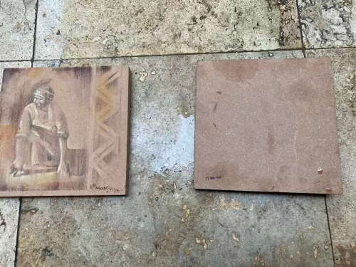 artist  BOYCE MAGANDELA pair signed on board 180 x 180