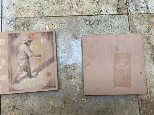 artist BOYCE MAGANDELA pair 2 signed on board 180 x 180