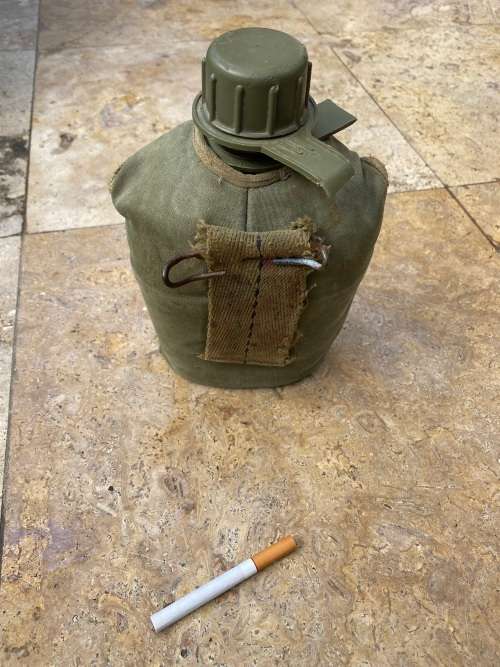 vintage army water bottle in pouch