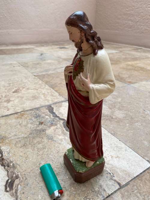 vintage sacred heart statue of Jesus figure 1923