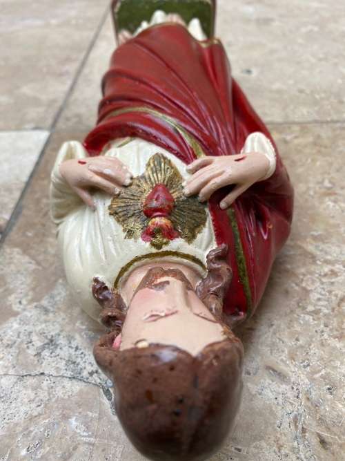 vintage sacred heart statue of Jesus figure 1923