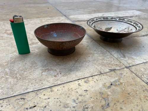 vintage footed brass bowl pair