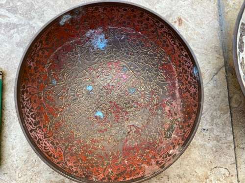 vintage footed brass bowl pair