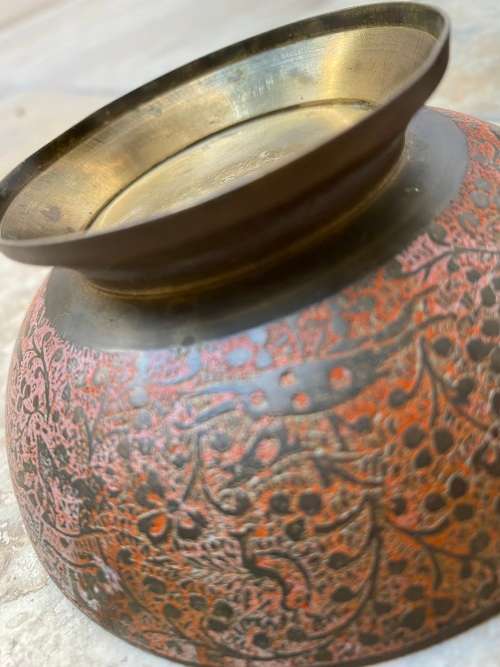 vintage footed brass bowl pair