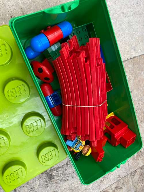 lego duplo randum train lot in storage brick case