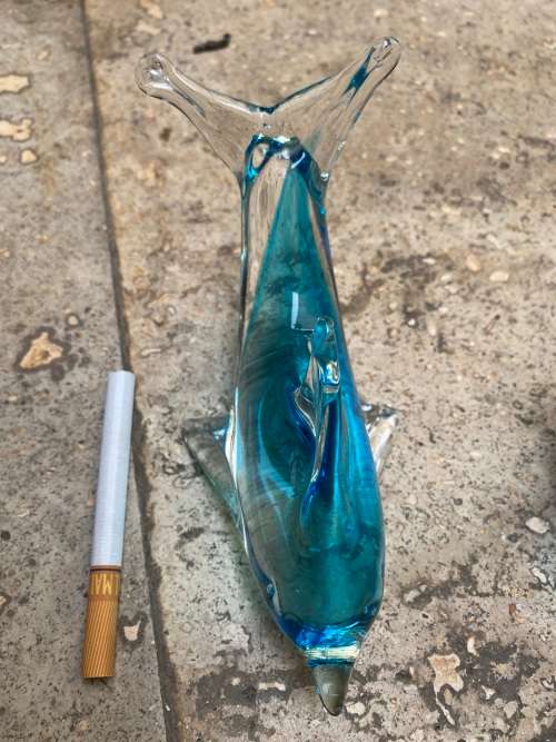 vintage murano glass dolphin pair
