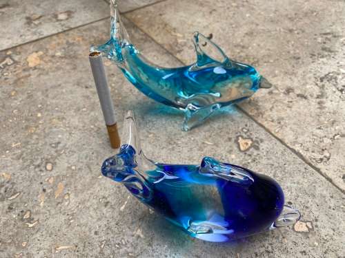 vintage murano glass dolphin pair