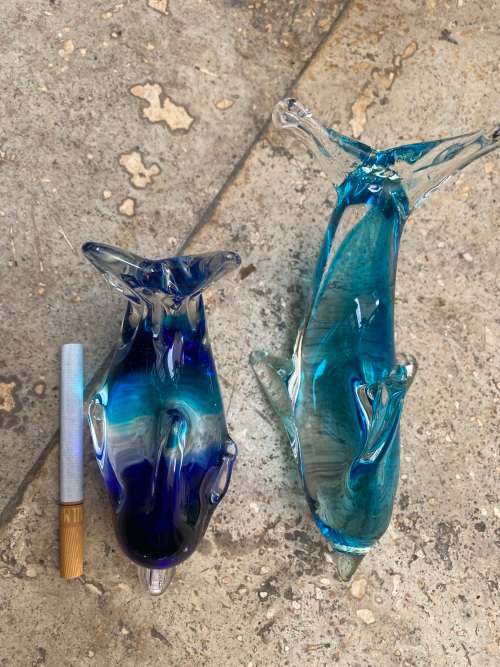 vintage murano glass dolphin pair
