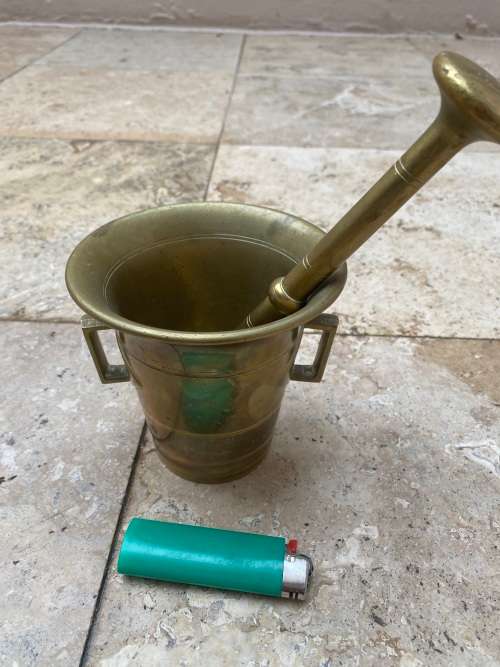 vintage heavy brass Mortar and Pestle no 9 made in Sweden