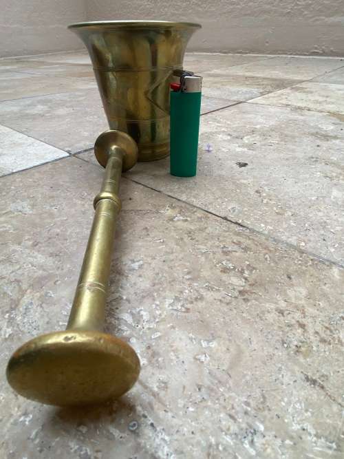 vintage heavy brass Mortar and Pestle no 9 made in Sweden