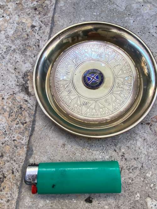 vintage RMMV stirling castle brass compass ashtray plate