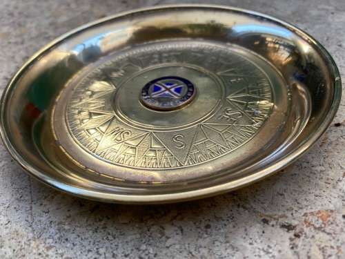 vintage RMMV stirling castle brass compass ashtray plate