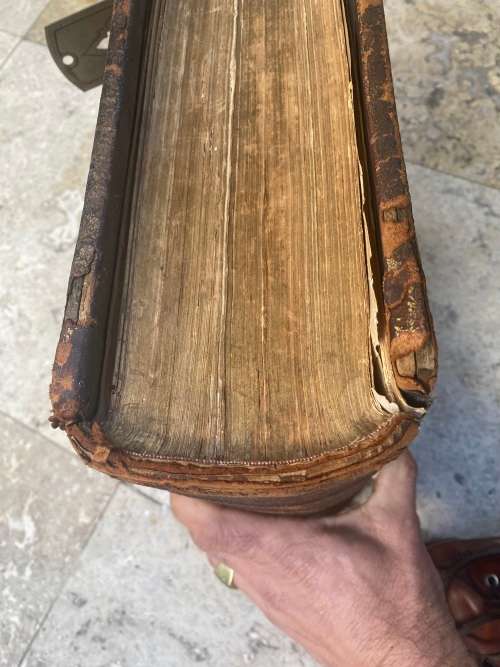 antique vintage extra large old  Holy bible 1910 with metal hinges