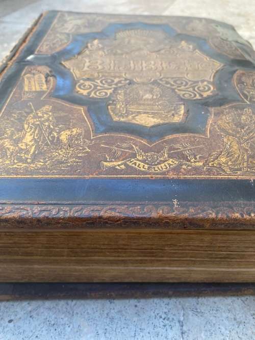 antique vintage extra large old  Holy bible 1910 with metal hinges