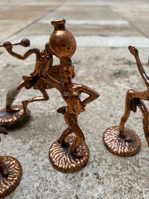 vintage african small copper  Ndebele figure figures statue lot of 5