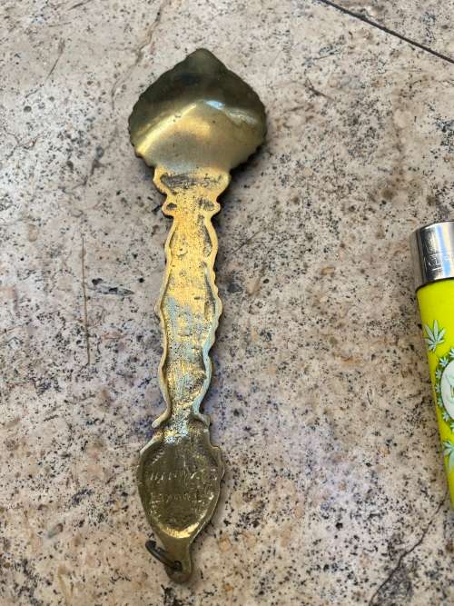Vintage Brass Spoon Wall Hanging of Rumi and Whirling Dervish Mystic Ya Hazreti Mevlana
