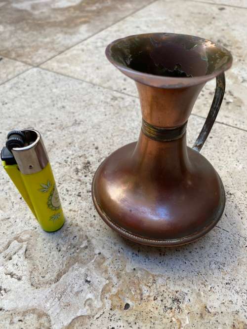 vintage webaware weba ware pitchet jug with mini brass chauldron