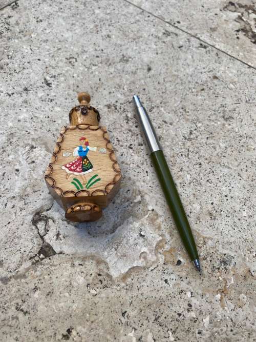 bulgarian folk art trinket with rose oil perfume