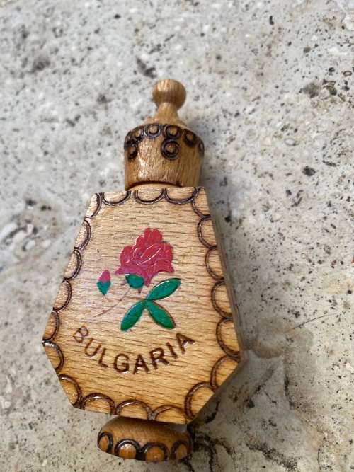 bulgarian folk art trinket with rose oil perfume