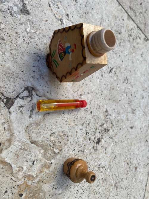 bulgarian folk art trinket with rose oil perfume