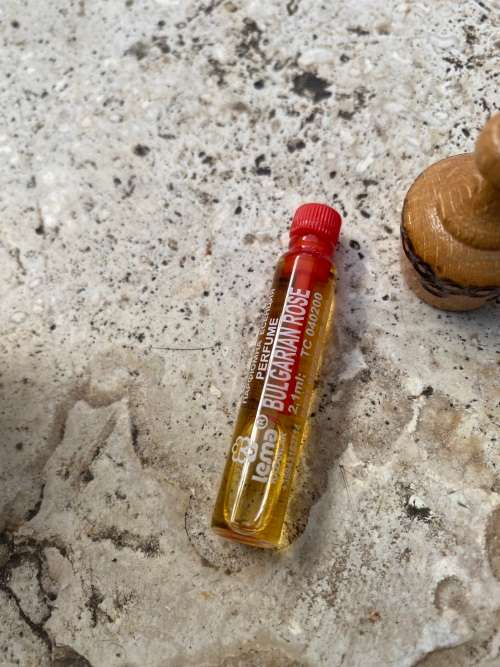 bulgarian folk art trinket with rose oil perfume