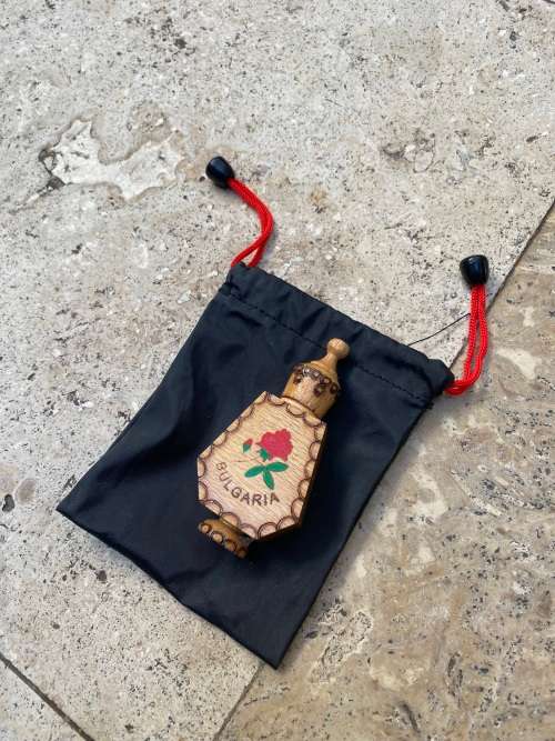 bulgarian folk art trinket with rose oil perfume