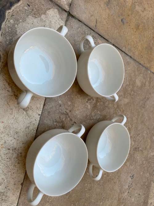vintage Thomas Germany soup bowls set of 4 with a nikko fine bone china double handle
