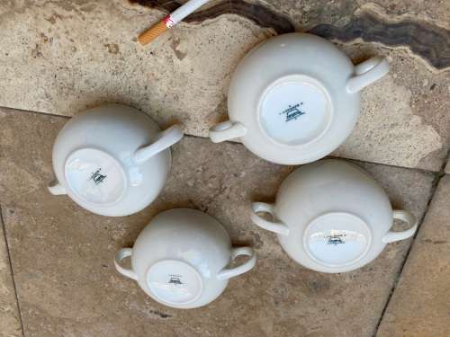 vintage Thomas Germany soup bowls set of 4 with a nikko fine bone china double handle