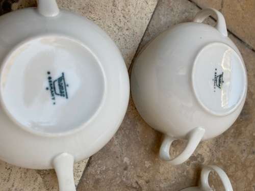 vintage Thomas Germany soup bowls set of 4 with a nikko fine bone china double handle