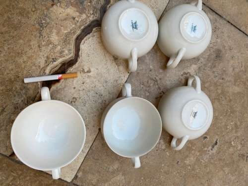 vintage Thomas Germany soup bowls set of 4 with a nikko fine bone china double handle