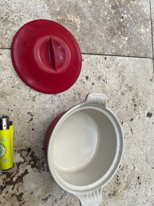 vintage Le Creuset cast iron enamel pot no 14 flame red
