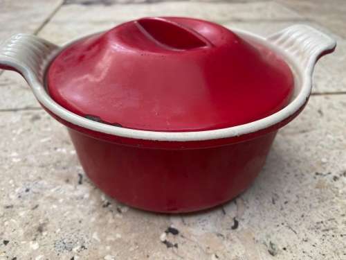 vintage Le Creuset cast iron enamel pot no 14 flame red