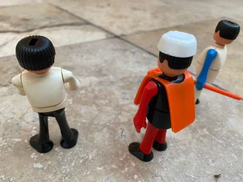 vintage 1977 Mettoy figures play craft busy bodies lot of three people with train track support