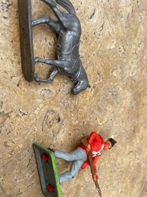 vintage deetail british soldier with lead horse